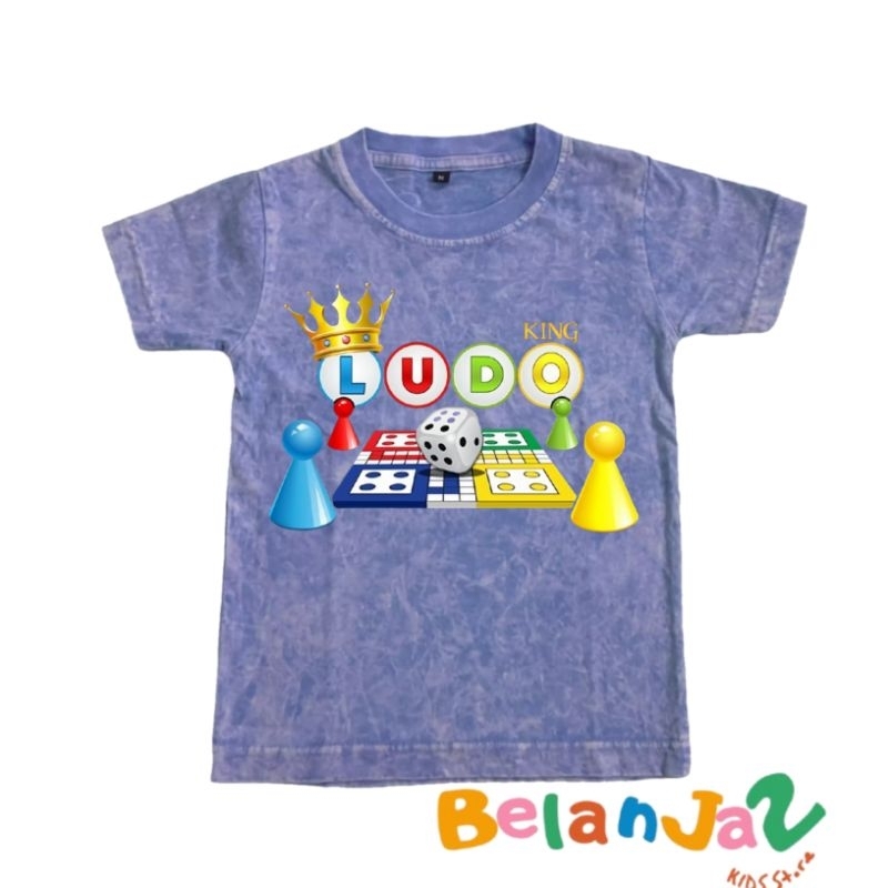 BAJU ANAK KAOS WASHED ANAK MOTIF LUDO KING FREE NAMA