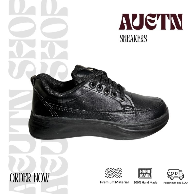 AUETN SHOP - Sepatu Sneakers hitam wanita sepatu sekolah hitam polos Korean Style Original Premium