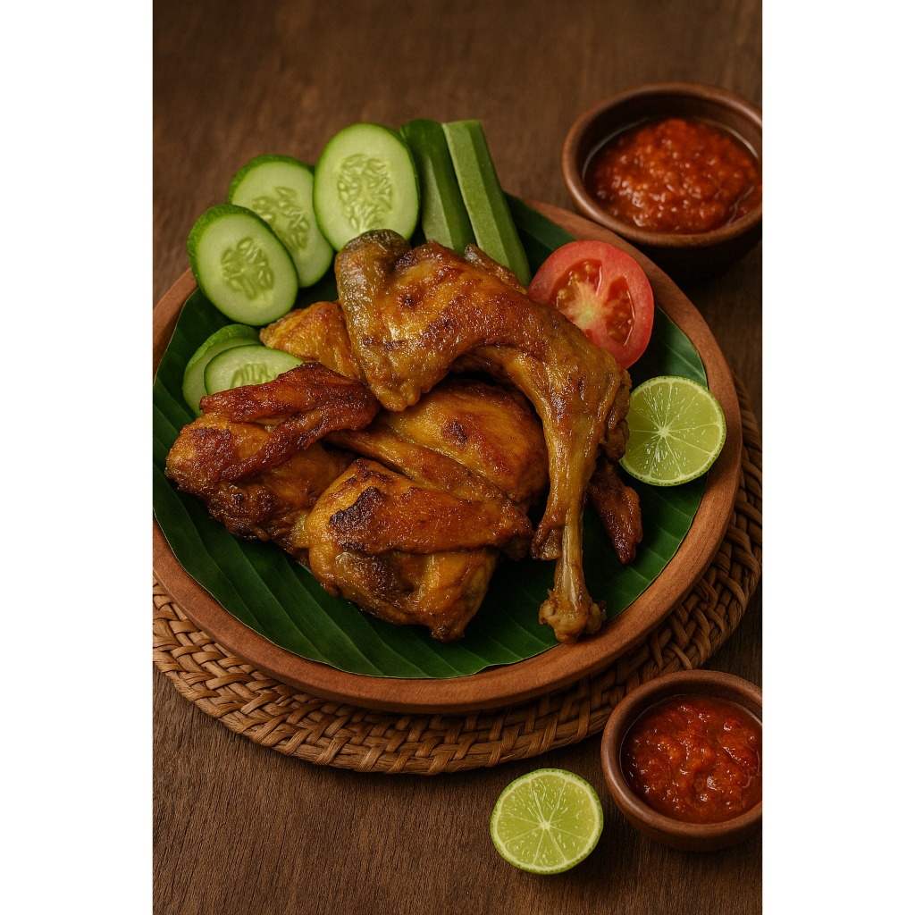 

Ayam Kampung Ungkep 4 potong + Serundeng + Sambal (Siap Saji - Vakum)