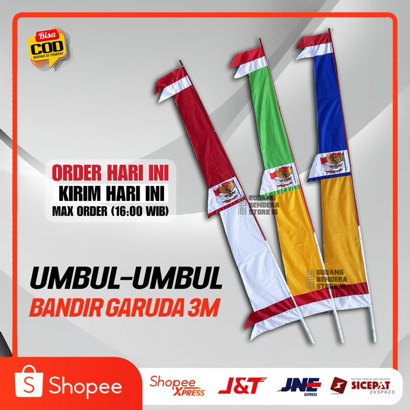 UMBUL UMBUL BANDIR GARUDA MURAH PANJANG 3meter