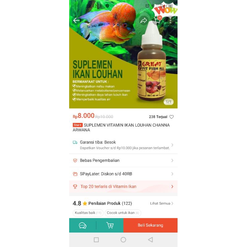 SUPLEMEN VITAMIN IKAN LOUHAN CHANNA ARWANA