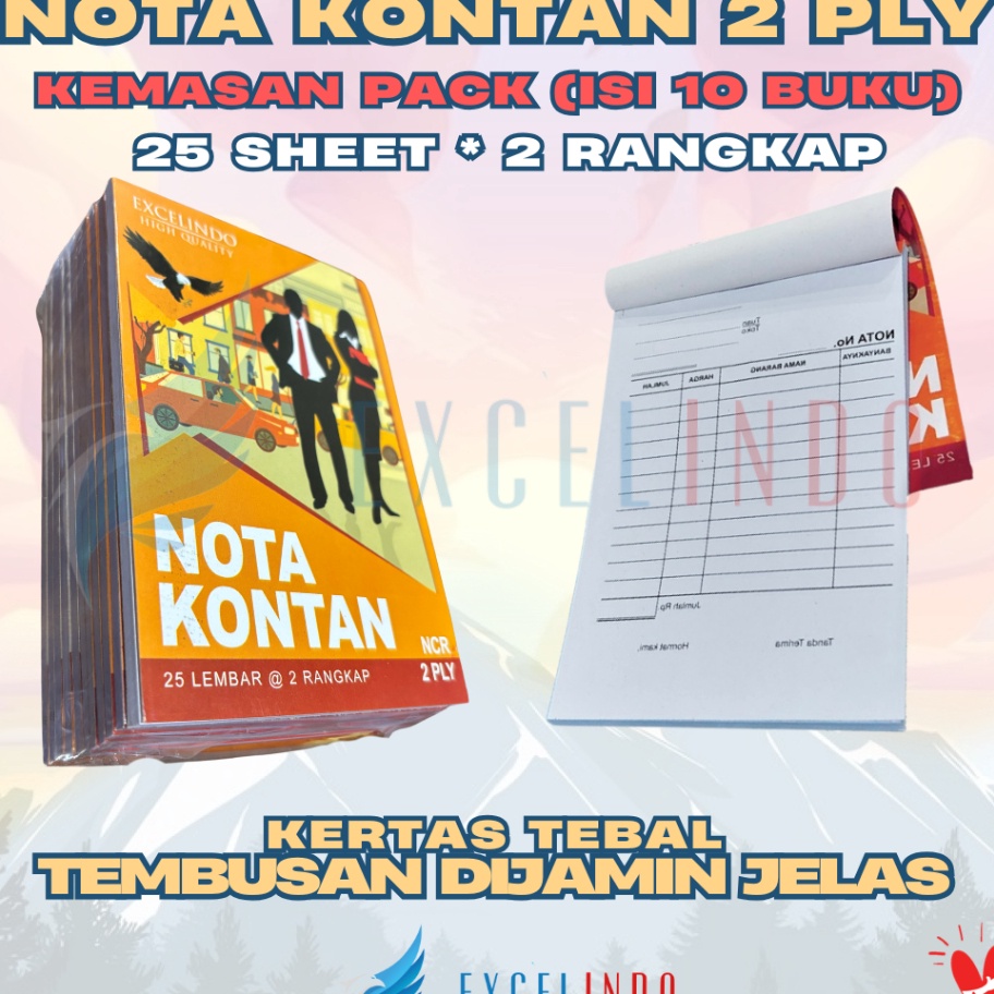 

New 1 BUKU 1 PACK Buku Nota Kontan 2 ply Kecil NCR Ukuran 18mmx155mm LEBIH HEMAT