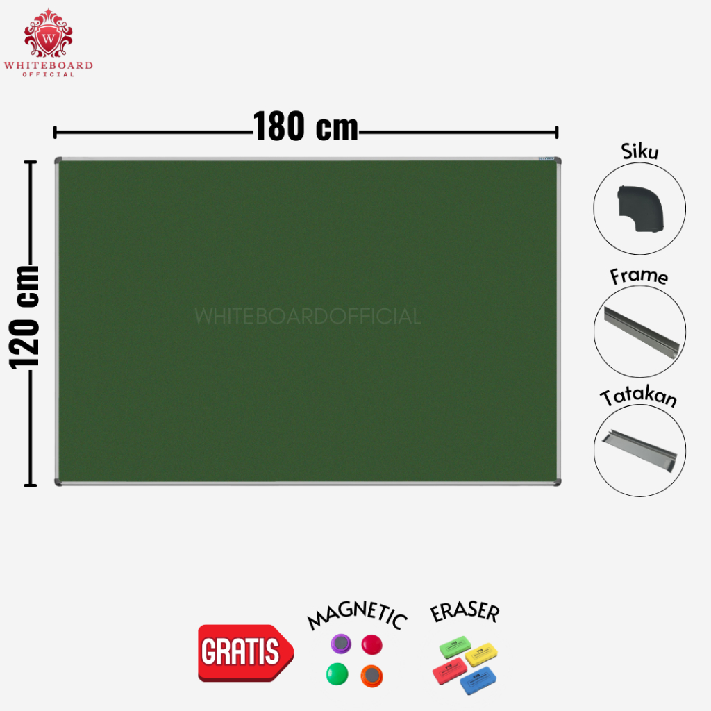 

SAKANA Papan Tulis Greenboard Magnet 120x180cm Gantung / Chalkboard / Papan Board / Papan Cafe