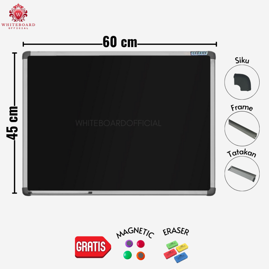 

SAKANA Papan Tulis Blackboard Magnet 45x60cm Gantung / Black Board / Chalkboard / Papan Board