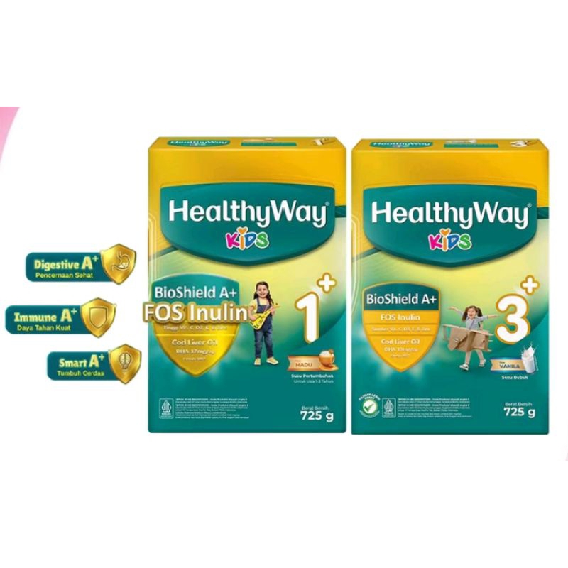 

SUSU PROMO HEALTHY WAYS KIDS 1+/3+ RASA MADU/VANILA isi 725 gr