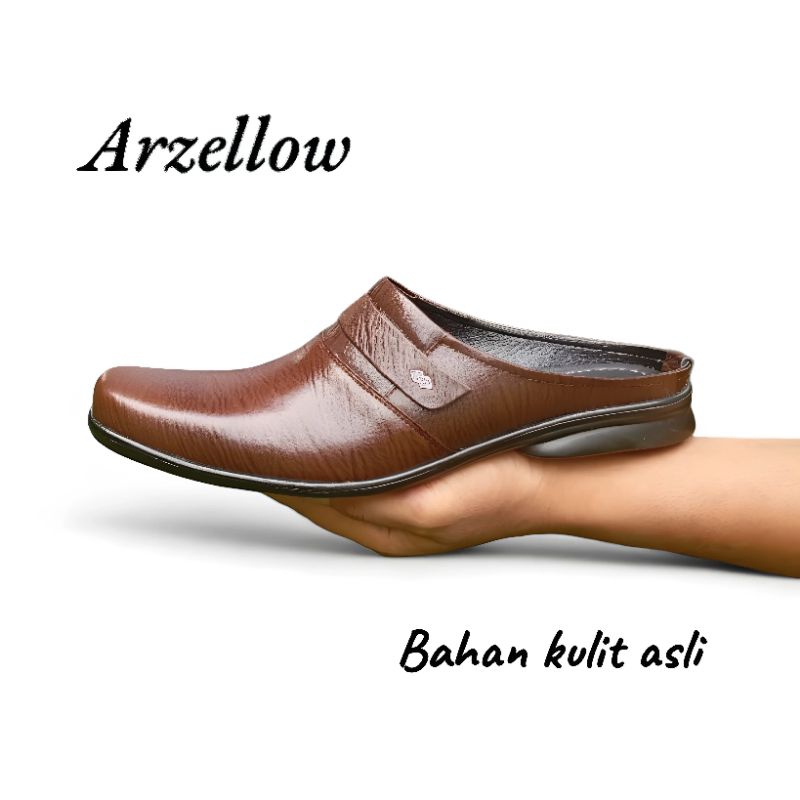 Sepatu Selop Bustong Pria Kulit Asli / Slip On Formal