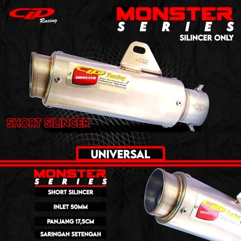 SILENCER SLENCER ONLY KNALPOT CLD RACING TYPE MONSTER RACE 17,5 cm 20 cm Inlet 50 mm