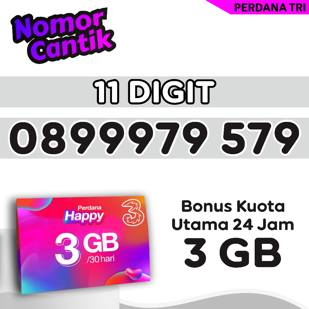 Kartu Perdana Tri Nomor cantik 11 Digit Edisi Terbaru 3