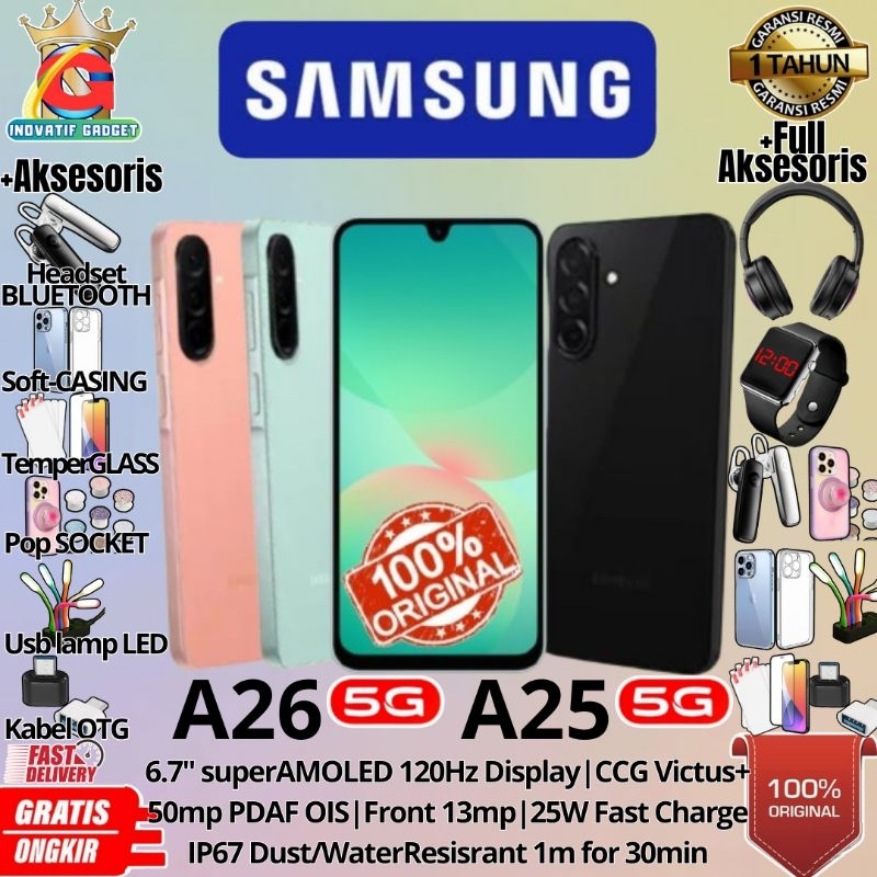HP BARU SAMSUNG A26 5G | SAMSUNG A25 5G 8/256GB RAM UPTO 16GB IP67 WATER RESISTANT GARANSI RESMI 100