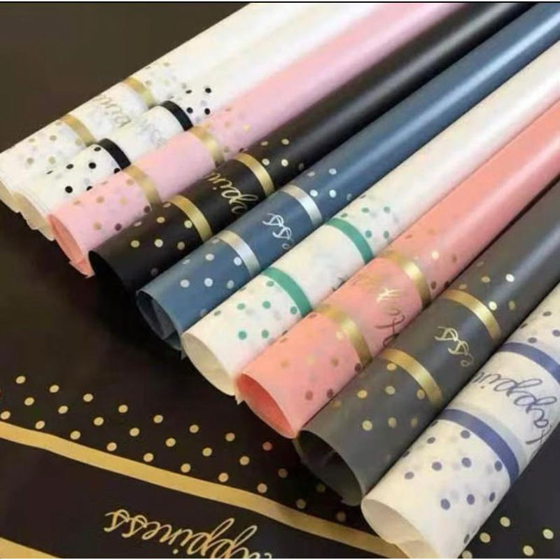 

KB119 20 LEMBAR Kertas Buket Bunga Happiness Cellophane Flower Wrapping Paper Happiness [GROSIR] TO