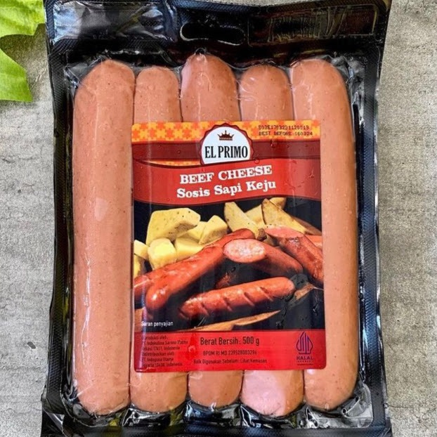 

Sosis Viral Indomaret El Primo 500gr – Beef Cheese / Frankfurter (Isi 5 pcs)