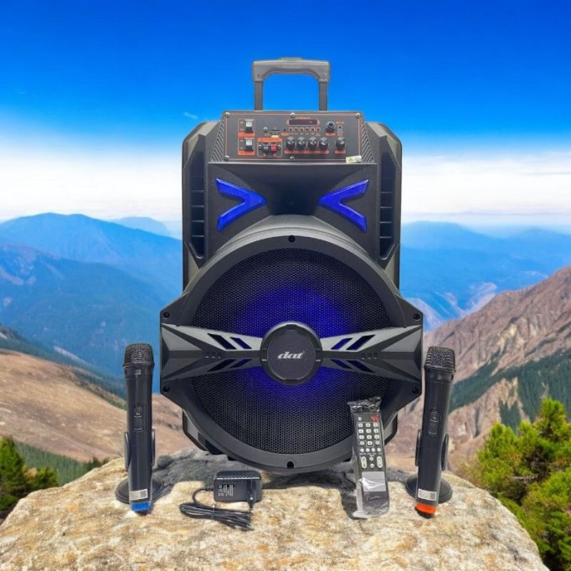 Speaker Portable DAT DT 1516 / DT1516 15 Inch FREE 2 Mic Wireless