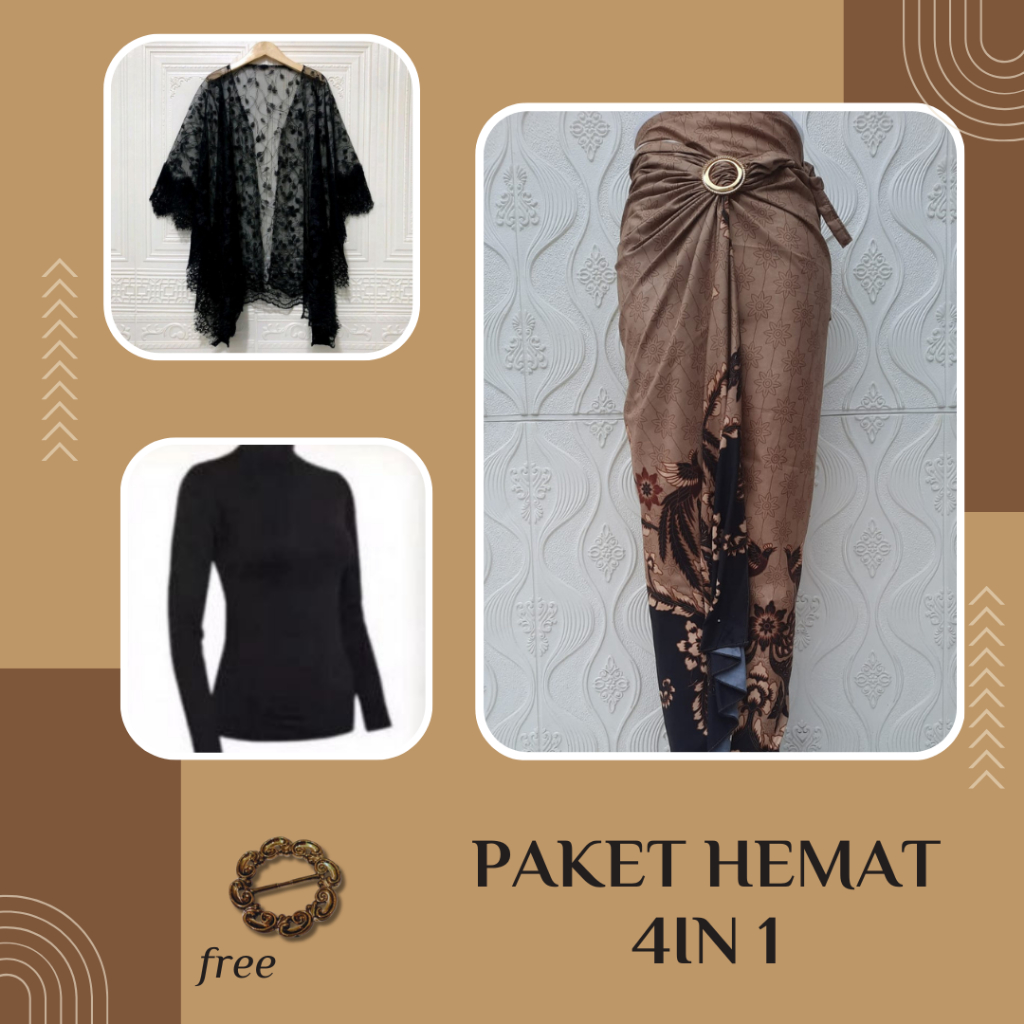 BUNDLING 4IN1 One Set Kebaya Modern Kekinian Wisuda Tulle Gardenia Warna Mix Renda Full Chantily Hal