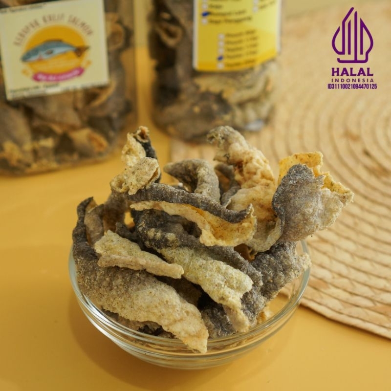 

Kerupuk Kulit Ikan Salmon Varian Rasa Rumput Laut Kemasan Toples Double Jumbo 500gr