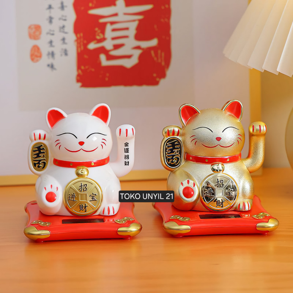 (Free Baterai) Luckycat Lucky Cat 10cm Cahaya Baterai Kucing Hoki Keberuntungan