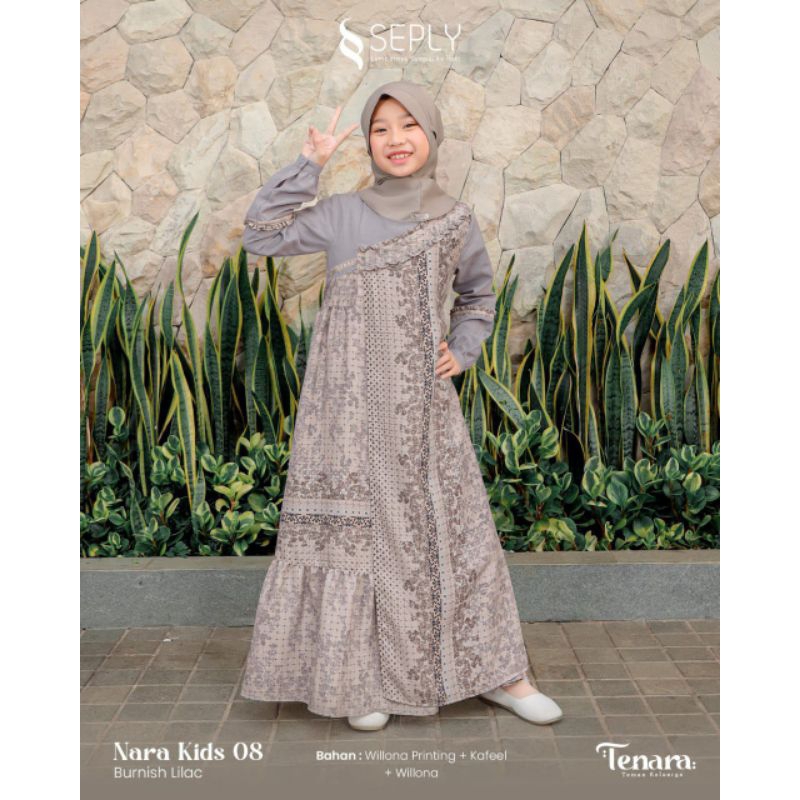 Gamis anak set hijab Burnish Lilac