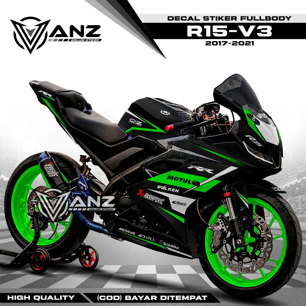 BISA COD Decal Stiker R15 V3 Full Body Stiker Decal R15 V3 motip Hitam Merah Full Body
