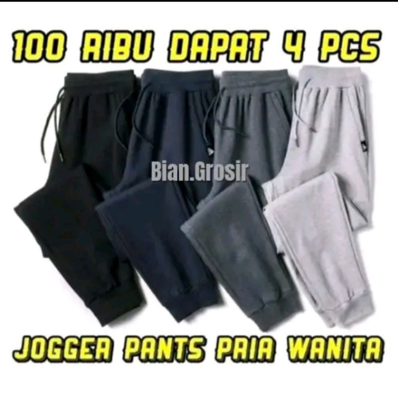 PROMO SUPER HEMAT 100RIBUDAPAT 4PCS CELANA JOGGER ZIPPER BABYTERRY PREMIUM-UNISEX-OLAHRAGA TRANNING 