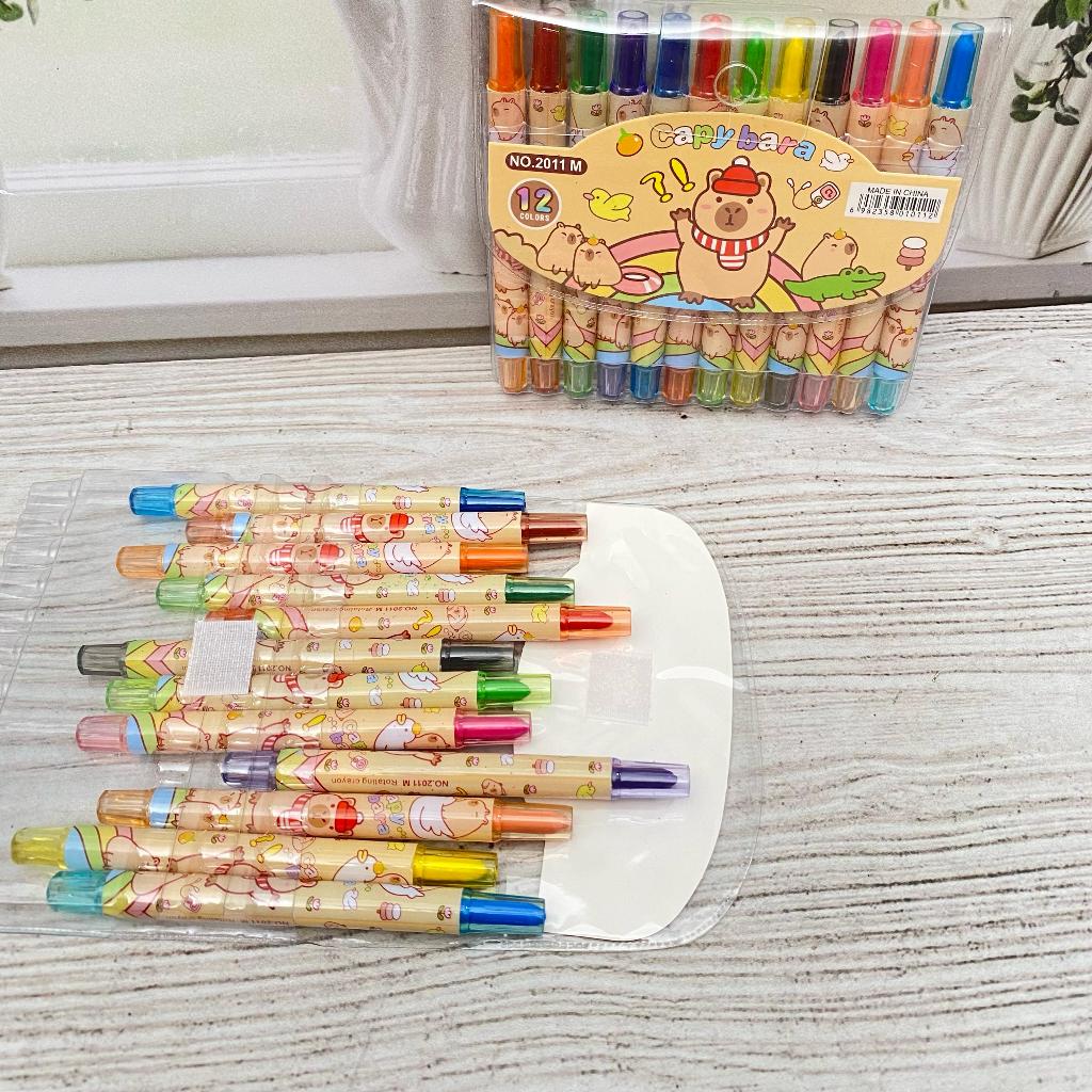 

Krayon Putar Gambar Capybarra Isi 12pcs Crayon Twist Pastel Mini Capybarra Bisa COD