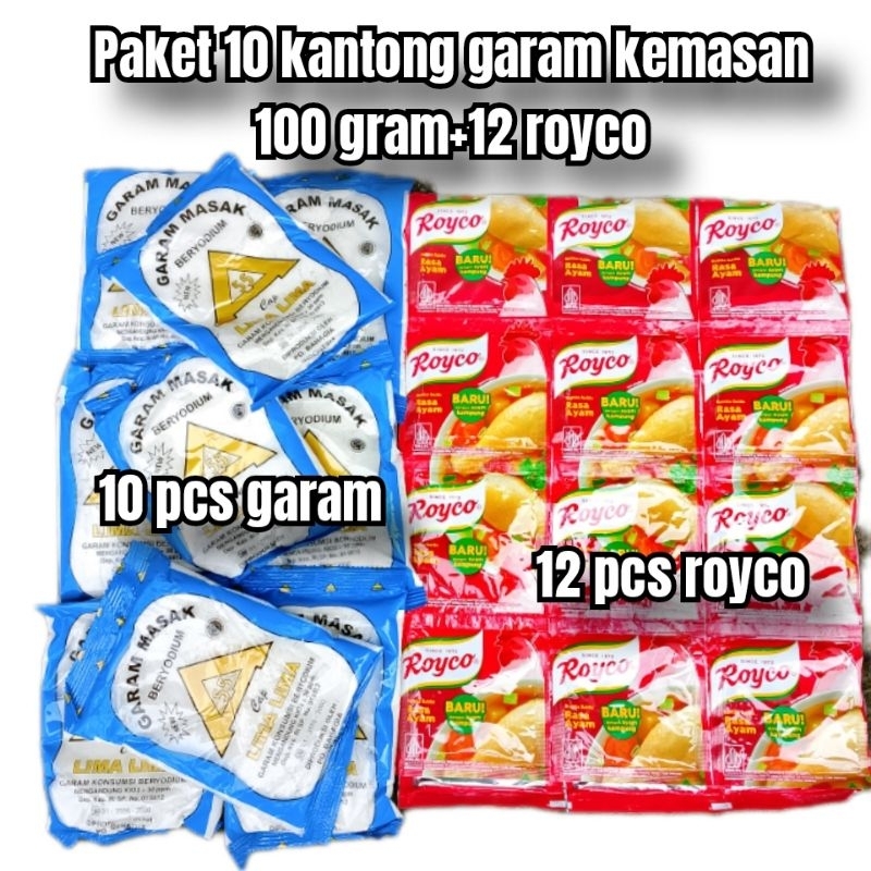 

paket 10 garam gratis 12 royco hemat garam 1 kantong kemasan 100 gram