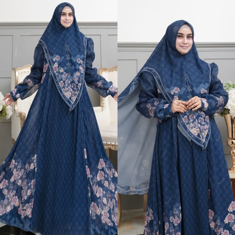 ZAFINA FAMILY COUPLE SARIMBIT LEBARAN BY HUMAIRA SYARI GAMIS DMECCA CERUTY PREMIUM PRINTING SET JILB
