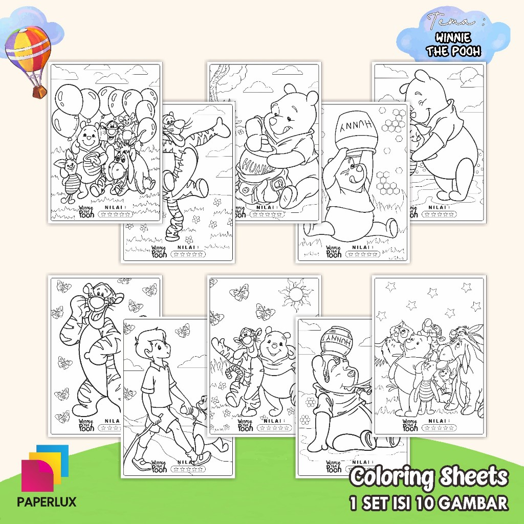 

KERTAS GAMBAR MEWARNAI ANIMASI ANAK - LEMBAR COLORING SHEETS FOR KIDS ISI 10 LEMBAR-SERI 04