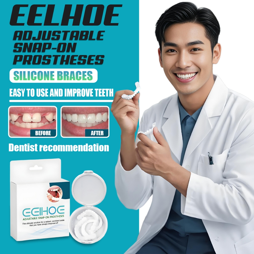 EELHOE Atas Bawah Gigi Palsu Pemutih Gigi Palsu Instan Atas Bawah Perapi Gigi Veneer Gigi Palsu Snap