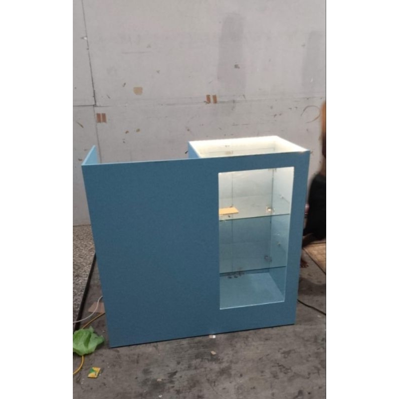 meja kasir minimalis Biru | 115x50x110cm