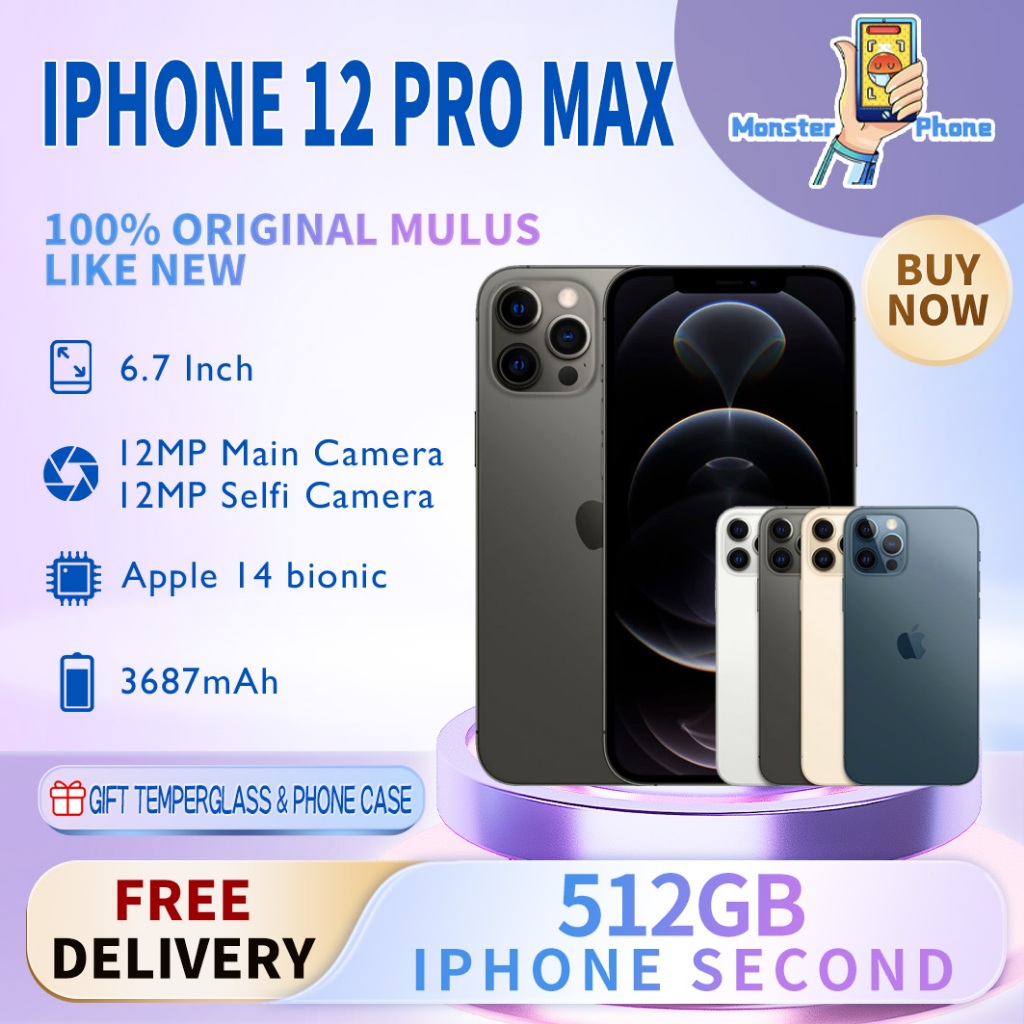iPhone 12Pro Max 512GB Second Original100% INTER 6.7“OLED-Ori Fullset Mulus Normal Like New Phone