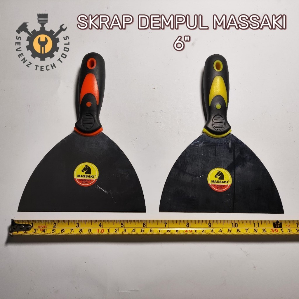 MASSAKI SKRAP DEMPUL GAGANG FIBER 6" STAINLESS STEEL ASLI / KAPE 6" GAGANG KARET/FIBER ANTI SLIP SEK