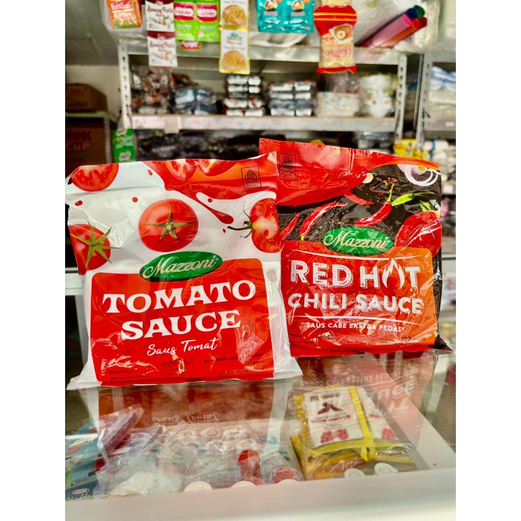 

Mazzoni Tomato Sauce dan Red Hot Chili Sauce Kemasan Sachet isi 24pcs x 8gram