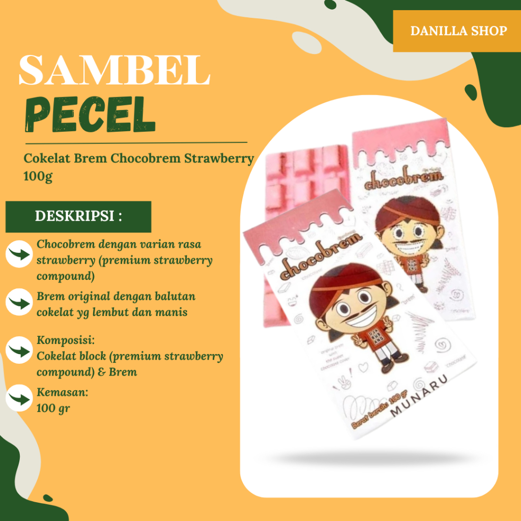 

Cokelat Brem Strawberry Chocobrem 100g Premium