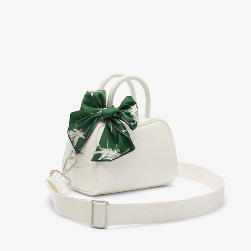 Lacoste Women's Mini Lora Leather Purse Shoulder Bag - White Q51