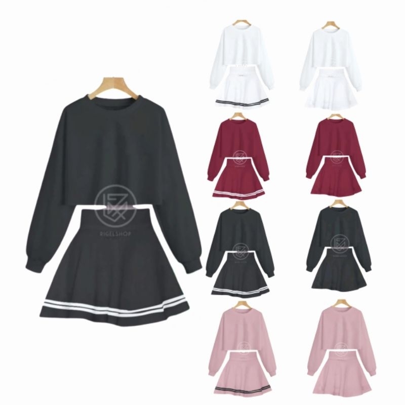 One Set Crop Top Lengan Panjang Olahraga Wanita Kasual