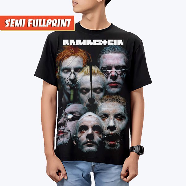 KAOS RAMMSTEIN SEMI FULLPRINT | BAJU BAND BOOTLEG METAL ROCK INDUSTRIAL GOTHIC UNISEX | SEHNSUCHT