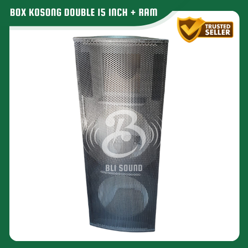 BOX KOSONG DOUBLE PRO PASIF BOX 15 INCH MDF 18 MM + TUTUP RAM BESI TEXTURE PAINTING ANTI GORES