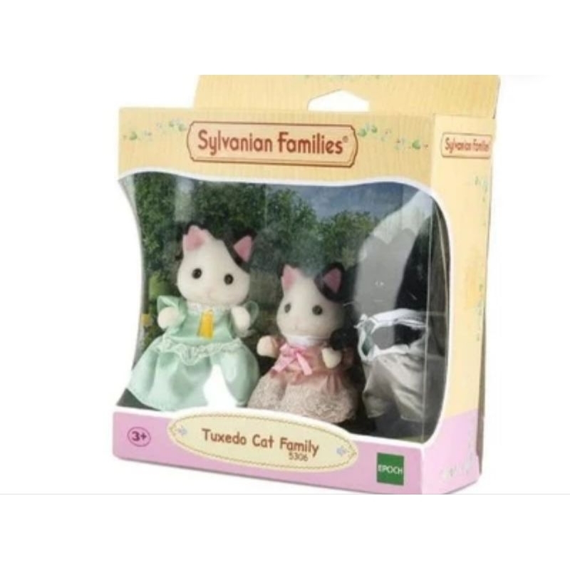 Sylvanian Families Set Boneka Hewan City House Tuxedo Cat Family