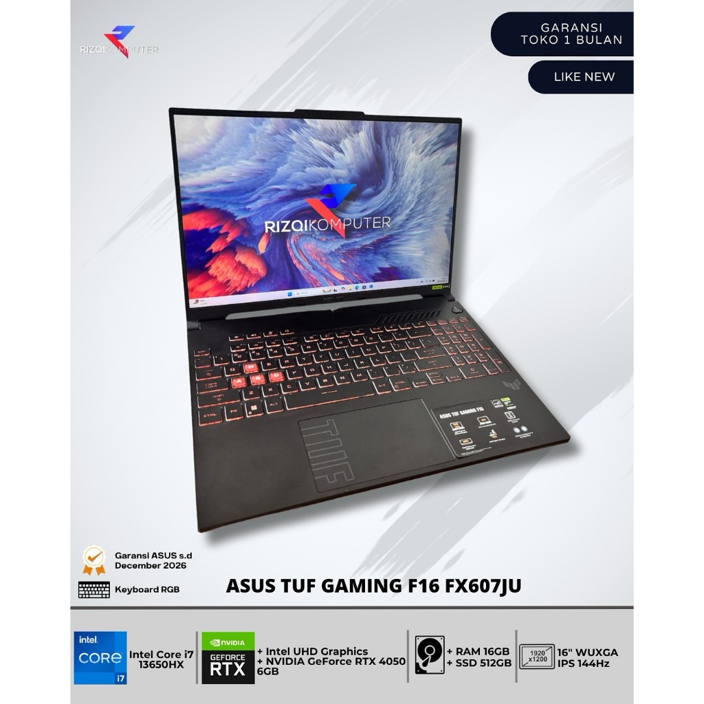 Asus TUF Gaming F16 FX607JU Intel Core i7-13650HX Ram 16GB SSD 512GB mlg