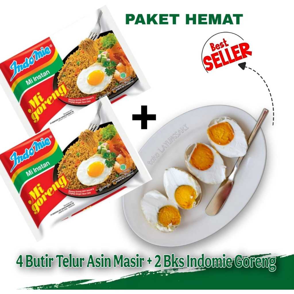 Paket Hemat 4 Butir Telur Asin Masir Sudah Matang + 2 Bks Mie Instan Indomie Goreng