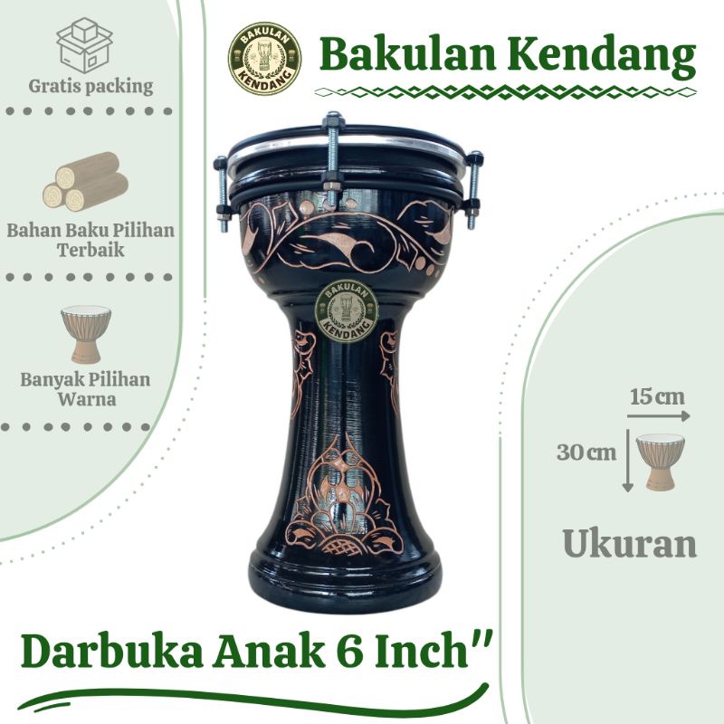 Calti Darbuka Termurah 6 inch Dumbuk Mika Kendang Anak Mainan Anak Kayu Alat Musik Tradisional Jimbe
