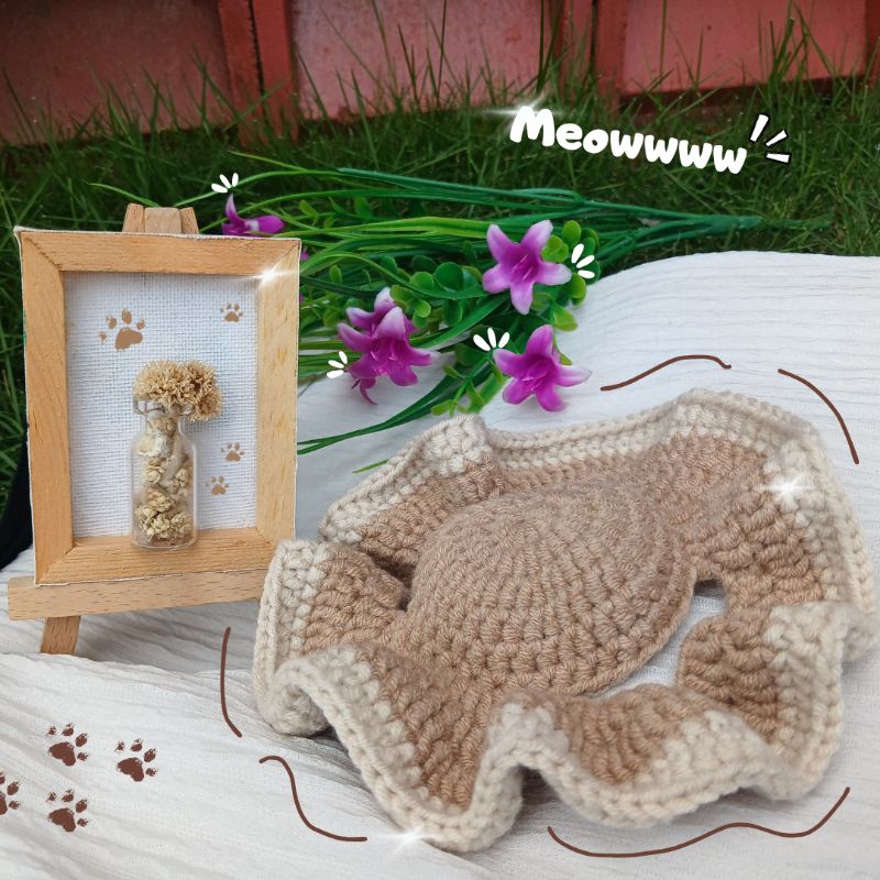 Topi kucing rajut lucuu (crochet)