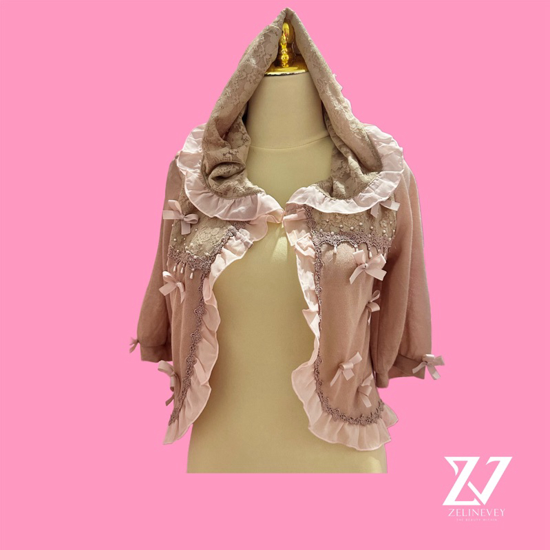 PRELOV Women’s Cardy AXES FEMME Authentic Japan Dusty Hodie Crop Lace Pita