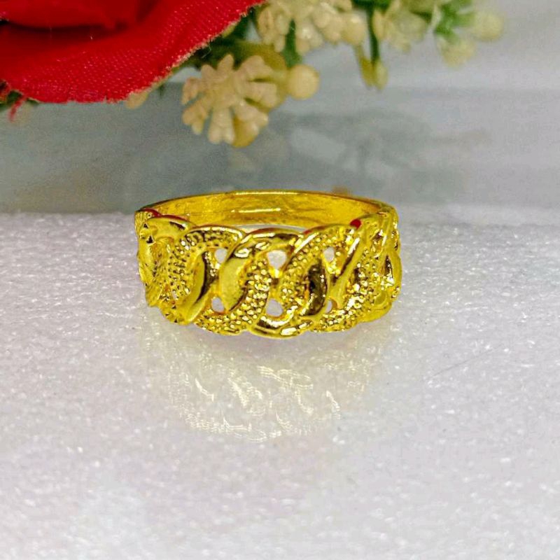 Juwita jewelry-Perhiasan Cincin Polos Desain Mirip Emas Asli Warna 24 Karat Lapis Emas Rings