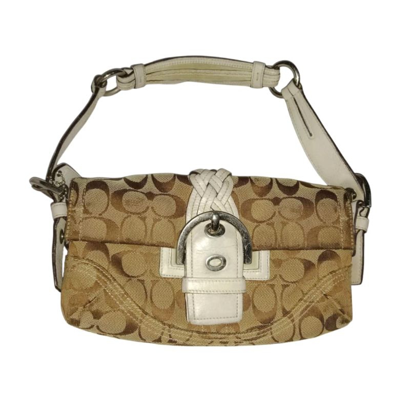 Authentic Vintage Coach Soho Sufflette Brown Signature Jacquard Hobo/Baguette Bag