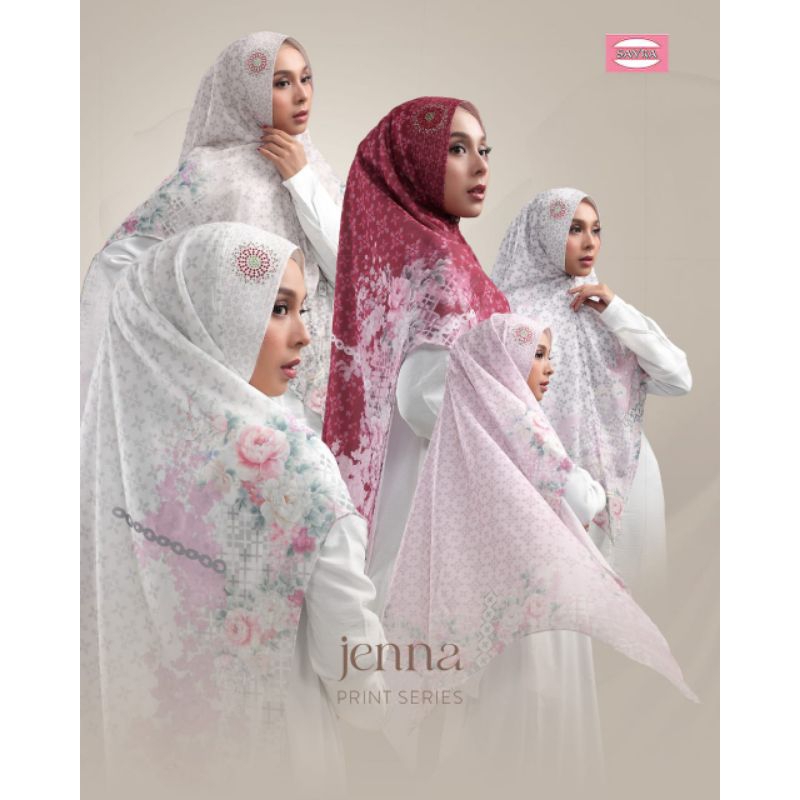 Khimar Printing Instan Jenna Series Sayra Premium Motif Ceruty 2 Layer Swarovski Pet Antem Softpad