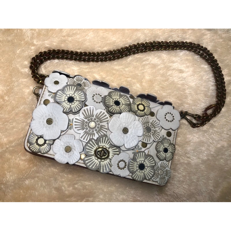 Tas Tas coach dinky tea rose coc sling bunga bw broken white kulit asli kulas jonggol bag kulit asli