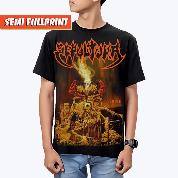 KAOS SEPULTURA SEMI FULLPRINT | BAJU BAND BOOTLEG METAL ROCK THRASH UNISEX | ARISE
