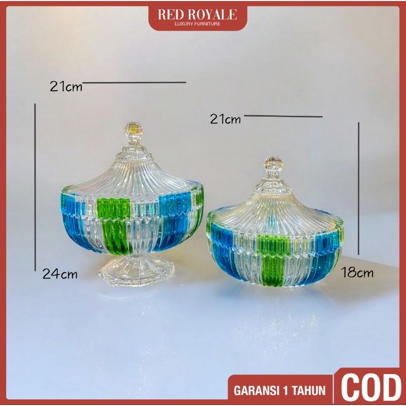 toples kue kaca kristal 1 set mewah elegant tempat penyimpanan makanan