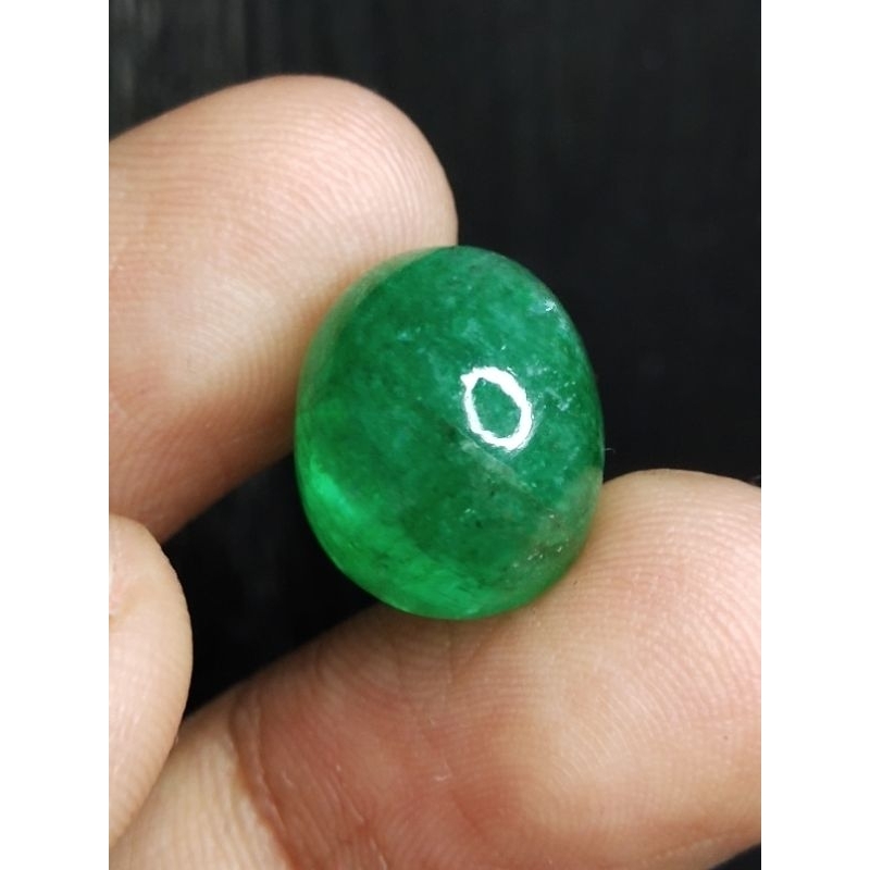 Natural Emerald Zamrud 14 x 11.5 x 9 mm 13.8 Ct Colombia Green Beryl Color Hijau Oval Cabochon Asli 