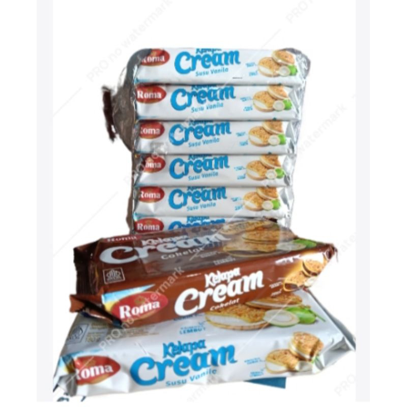 

2 PAK (MIX) ROMA KELAPA CREAM COKLAT DAN CREAM SUSU VANILA 180g